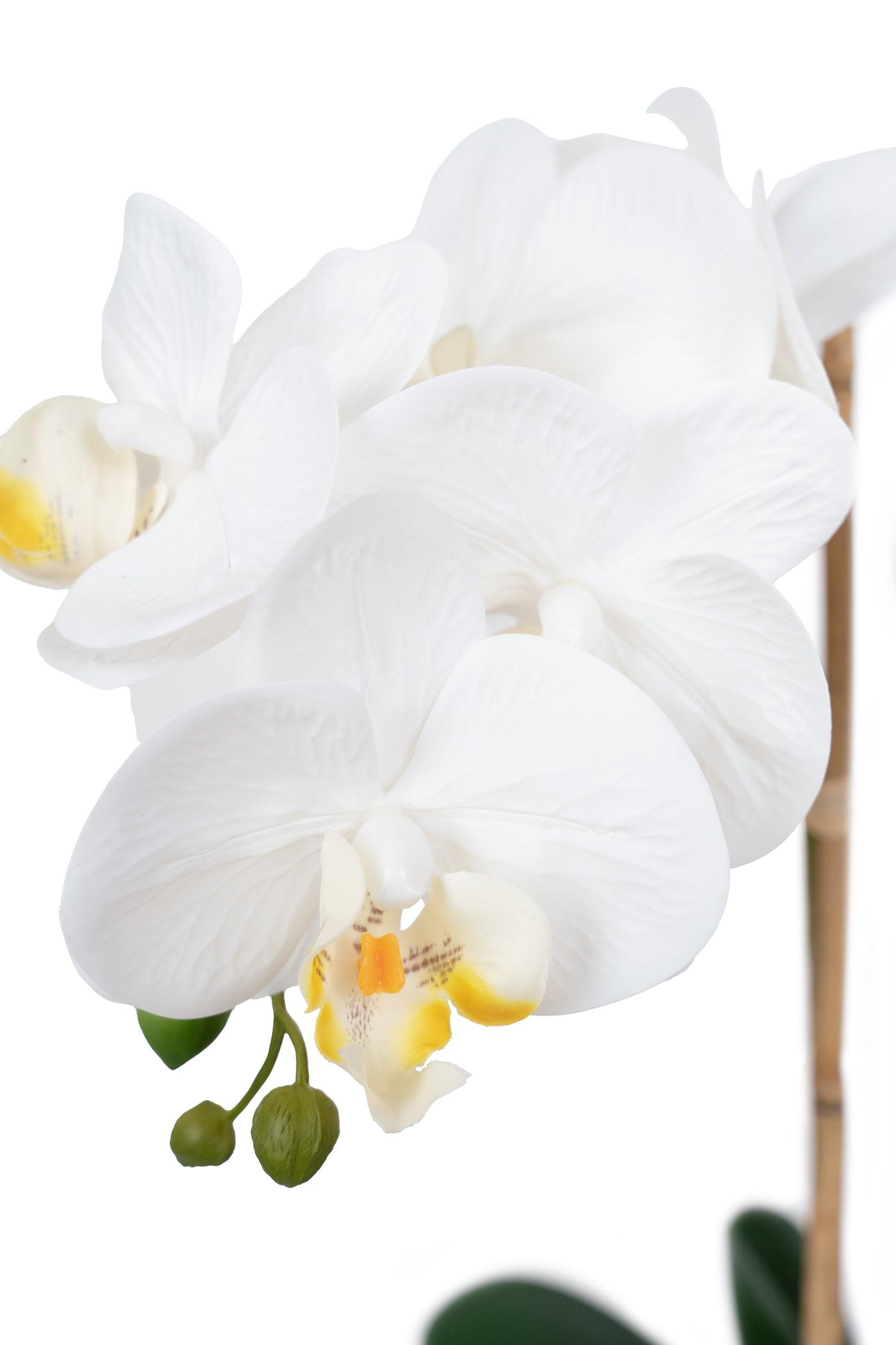 Orhidee artificiala alba cu aspect natural H61 cm cu 3 tulpini