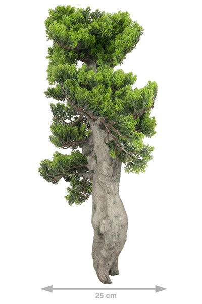 Bonsai artificial H50cm Pin cu trunchi natural din lemn cu frunze verzi