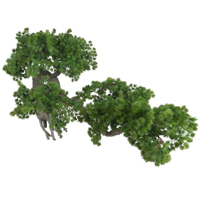 Bonsai artificial H55cm Pin cu trunchi natural din lemn cu frunze verzi