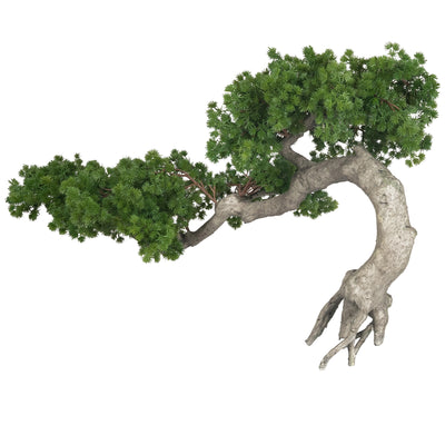 Bonsai artificial H55cm Pin cu trunchi natural din lemn cu frunze verzi