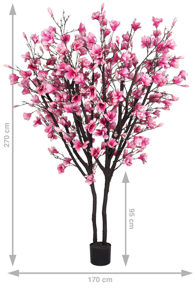 Copac artificial H270cm Magnolie cu flori roz, coroana D170cm