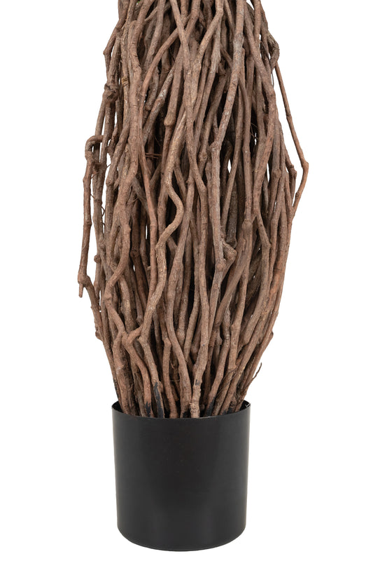 Copac artificial H270cm Ficus benjamina cu trunchiuri din lemn impletite cu 3108 frunze