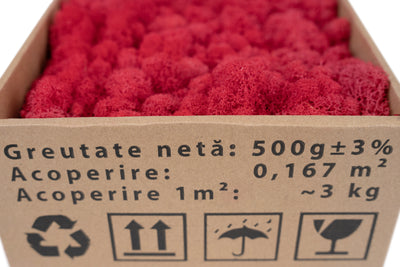 Licheni curatati si fara radacina conservati 500g NET, calitate ULTRA PREMIUM, roz corai inchis RR30