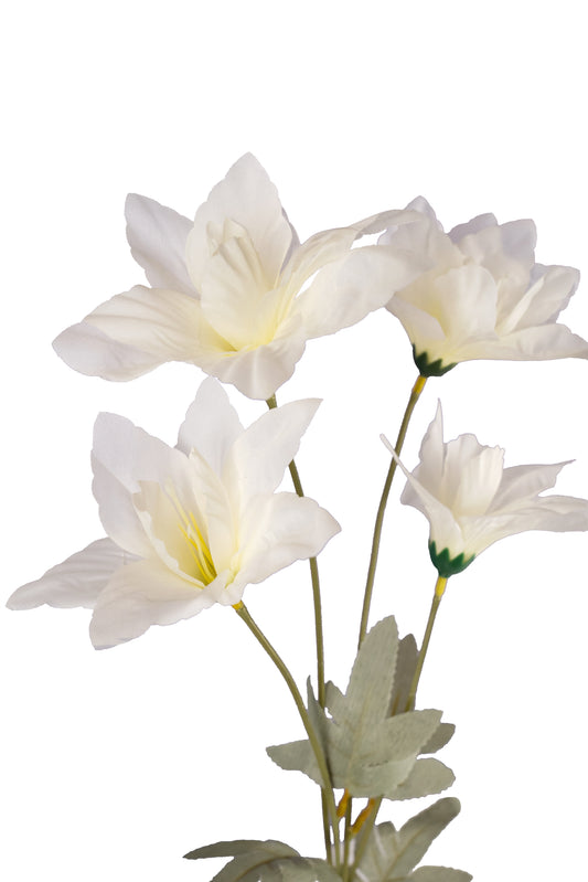Narcisa artificiala cu 4 flori albe D20xH60 cm