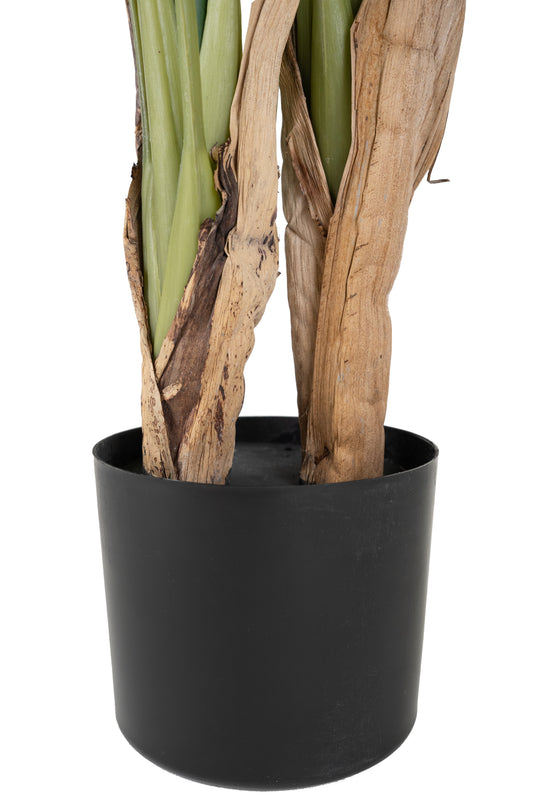 Planta artificiala H120cm Strelitzia reginae cu 20 frunze si 2 flori