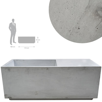 Banca cu ghiveci pt plante 115x45x45 cm. ciment alb