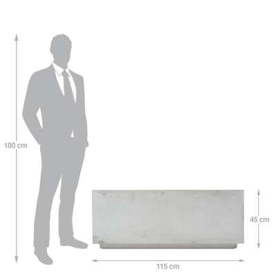 Banca cu ghiveci pt plante 115x45x45 cm. ciment alb