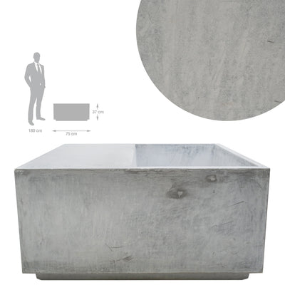 Banca cu ghiveci pt plante 75x75x37 cm. ciment alb