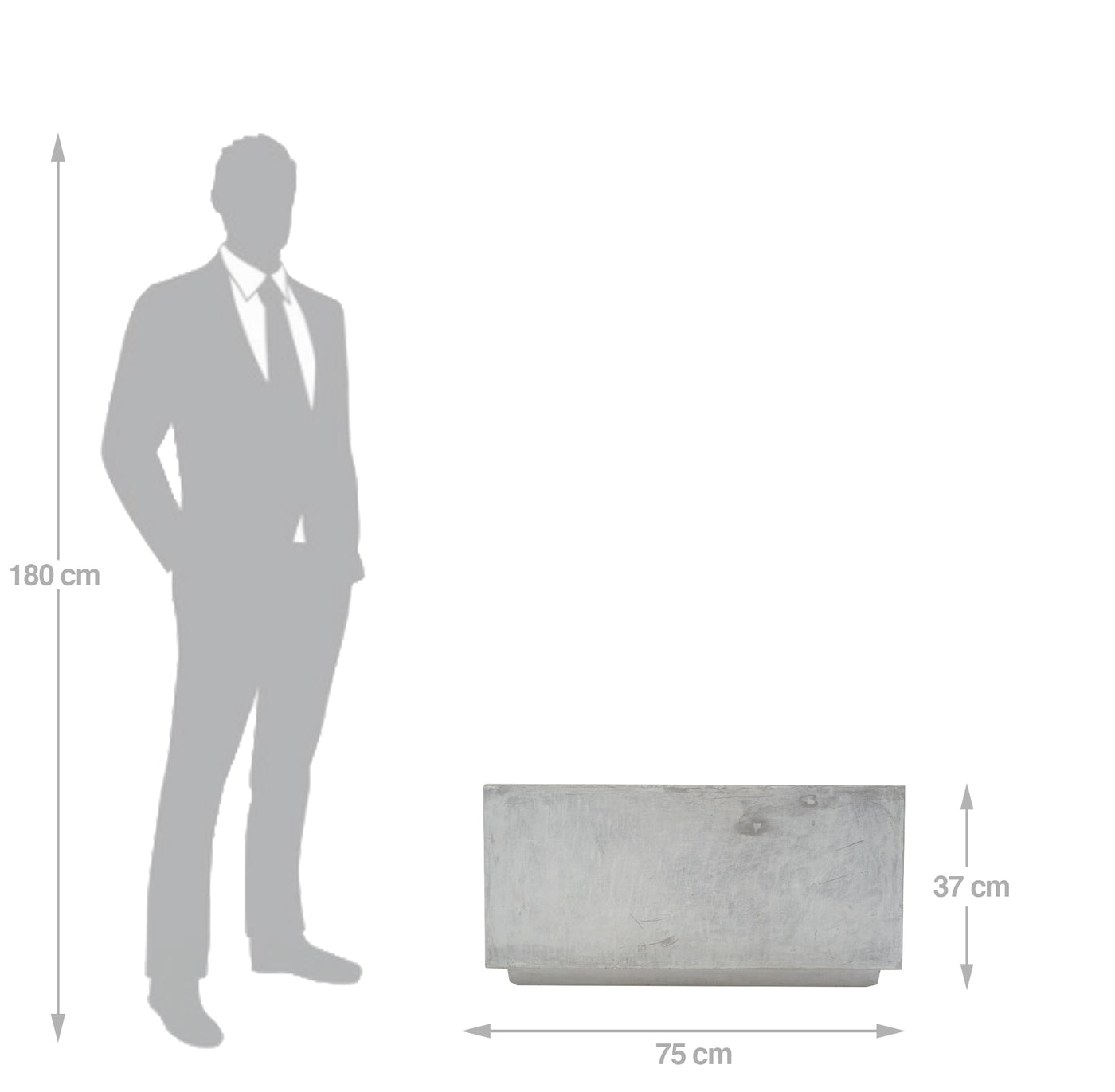 Banca cu ghiveci pt plante 75x75x37 cm. ciment alb