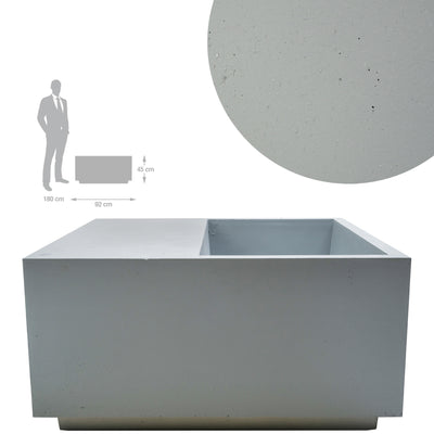 Banca cu ghiveci pt plante 92x92x45 cm. ciment alb