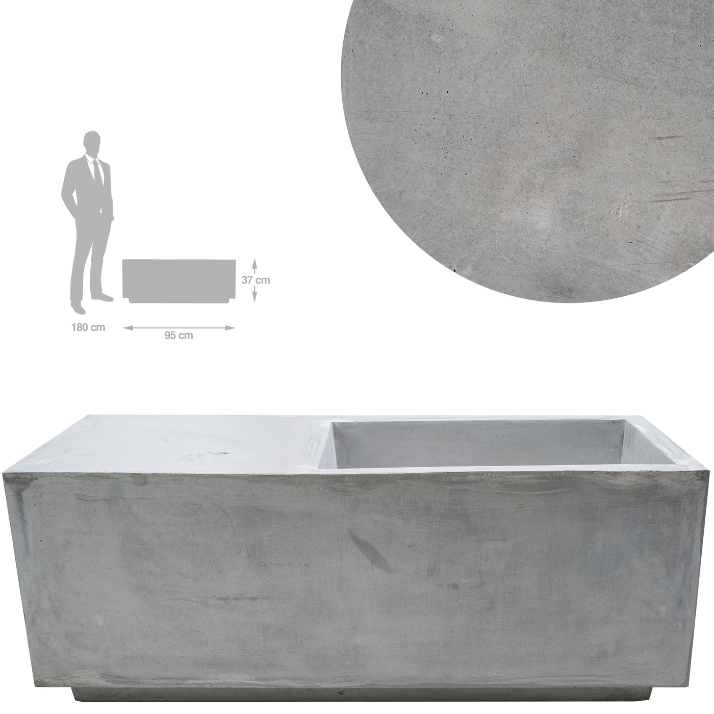 Banca cu ghiveci pt plante 95x37x37 cm. ciment alb