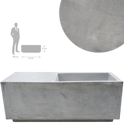 Banca cu ghiveci pt plante 95x37x37 cm. ciment alb