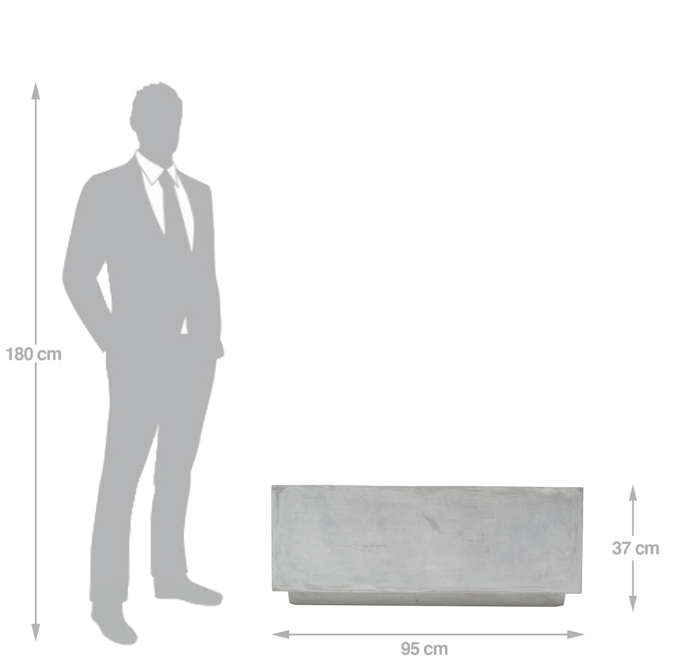 Banca cu ghiveci pt plante 95x37x37 cm. ciment alb