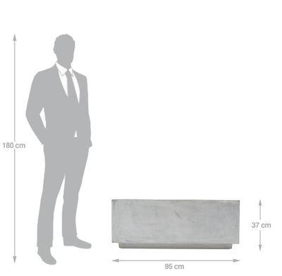 Banca cu ghiveci pt plante 95x37x37 cm. ciment alb