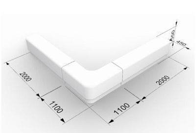 Banca urbana corner 310x310x45x55 cm