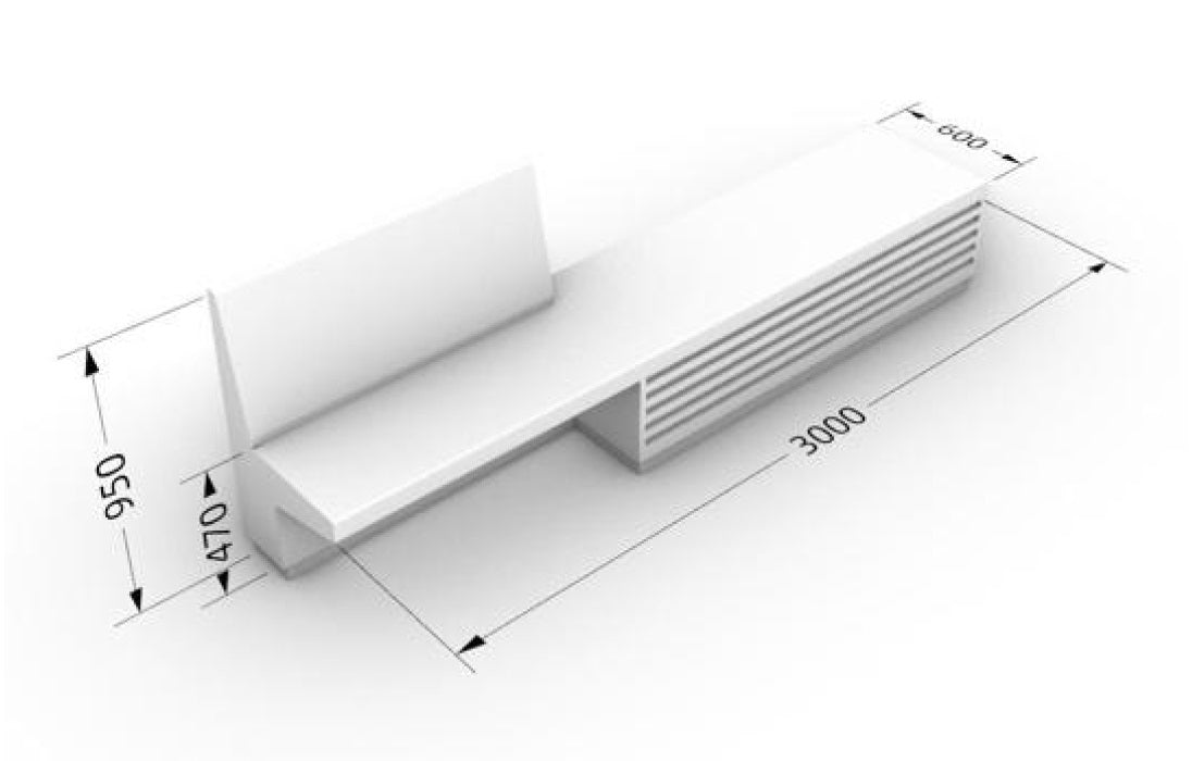 Banca urbana cu spatar inalt dreapta 300x60x47 cm