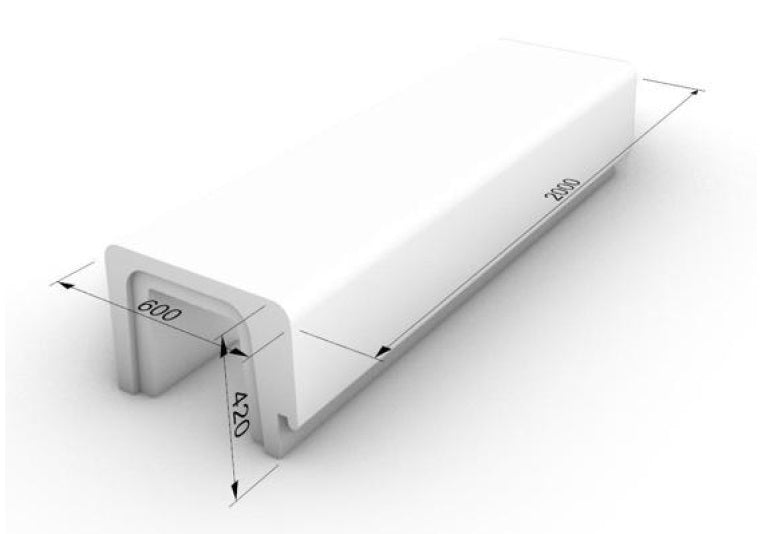 Banca urbana forma U 200x60x42 cm