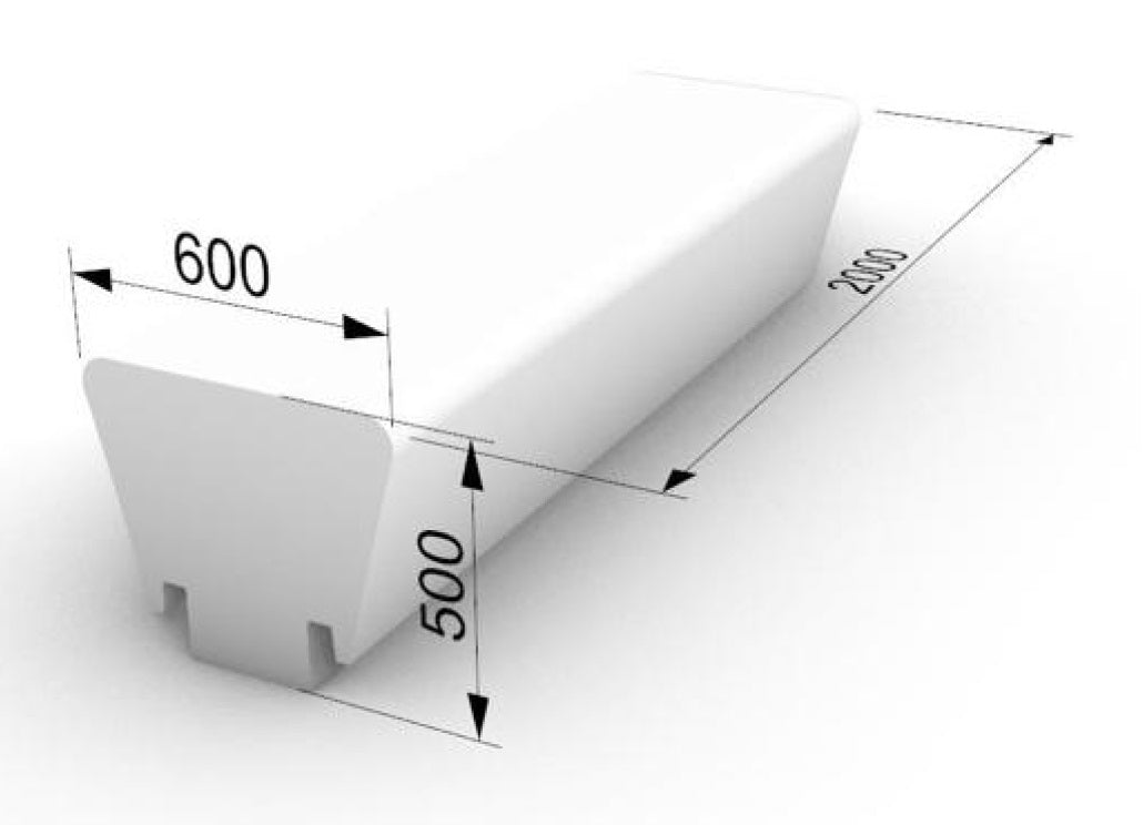 Banca urbana forma U 200x60x50 cm