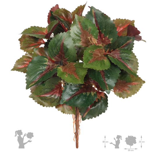 Begonia Rex artificiala verde cu rosu D35xH40 cm cu protectie UV
