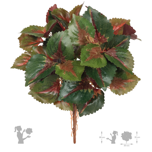 Begonia Rex artificiala verde cu rosu D35xH40 cm cu protectie UV