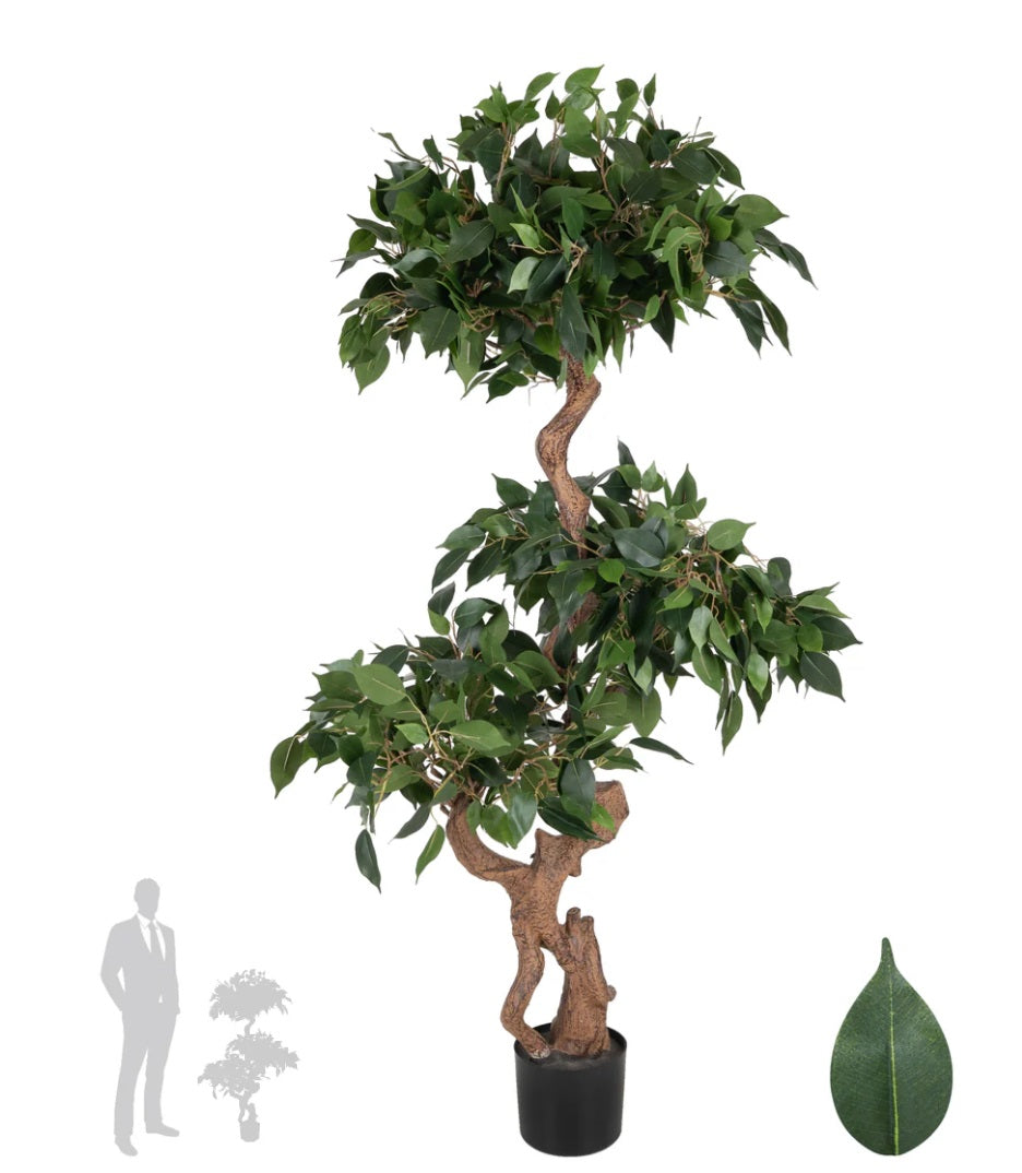 Bonsai artificial H130cm Ficus microcarpa cu .... frunze