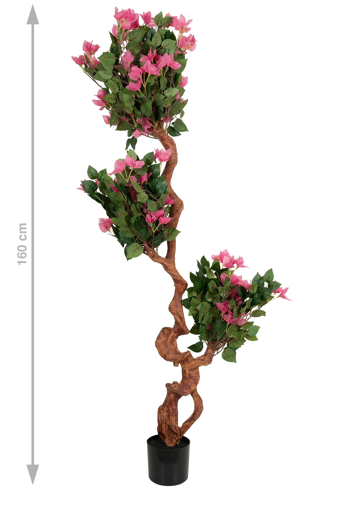 Bonsai artificial H160 cm Bougainvillea cu 195 frunze si 72 seturi x 3 flori roz