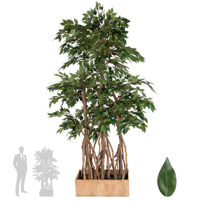 Bonsai artificial H180cm Ficus microcarpa cu 2880 frunze. Coroana W110cm