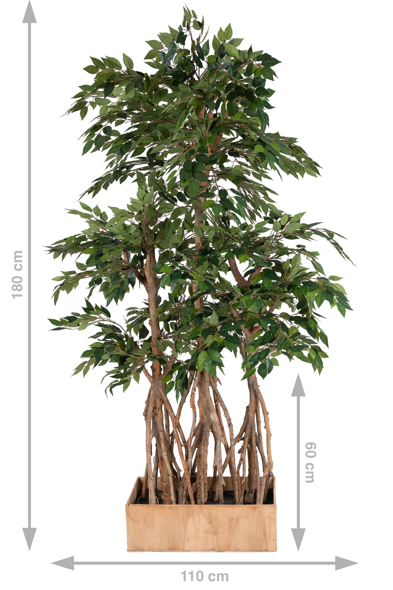 Bonsai artificial H180cm Ficus microcarpa cu 2880 frunze. Coroana W110cm