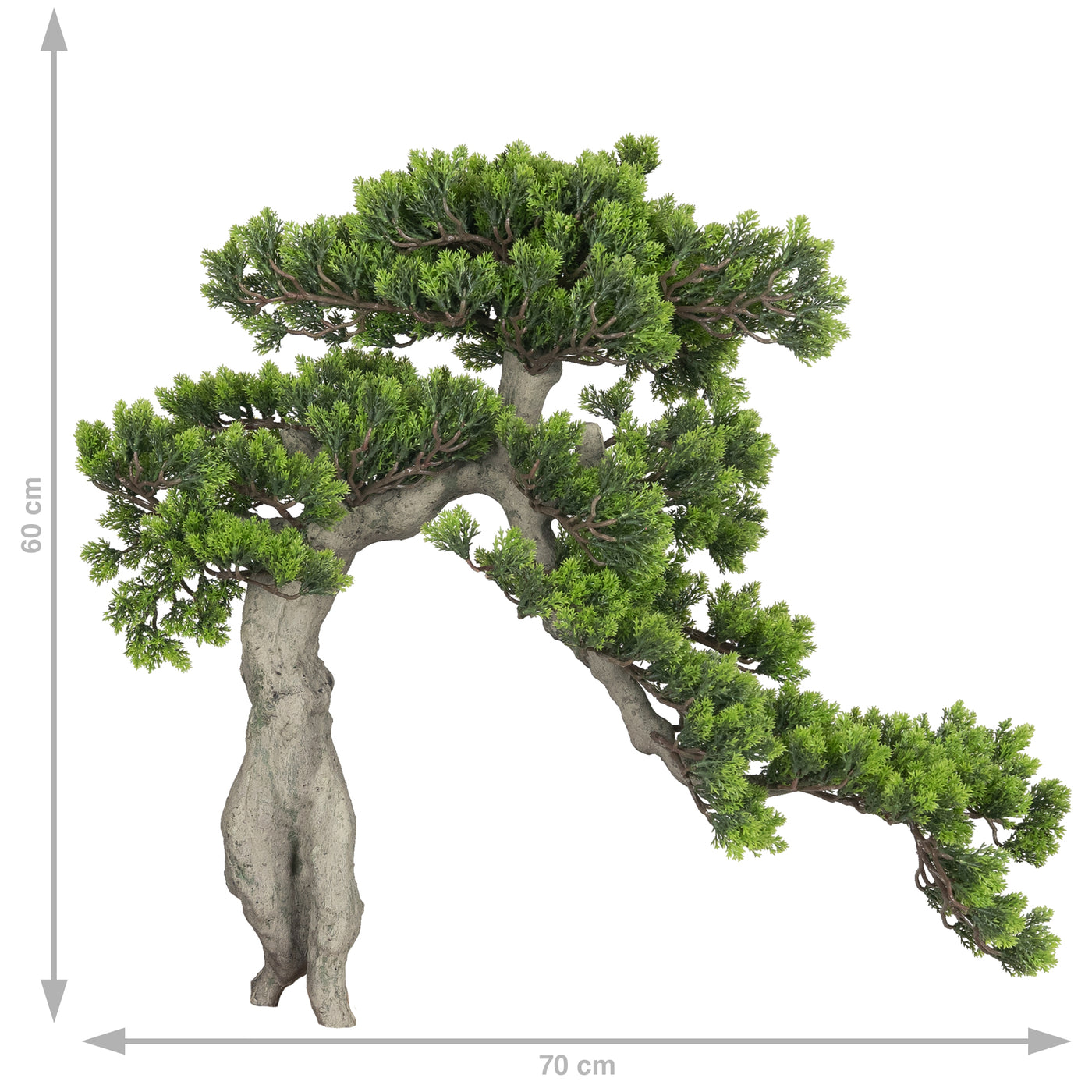 Bonsai artificial H50cm Pin cu trunchi natural din lemn cu frunze verzi