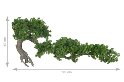 Bonsai artificial H55cm Pin cu trunchi natural din lemn cu frunze verzi