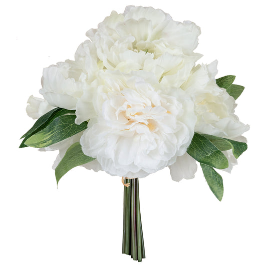 Buchet cu flori artificiale albe de Bujori H33 cm HO