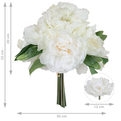 Buchet cu flori artificiale albe de Bujori H33 cm HO