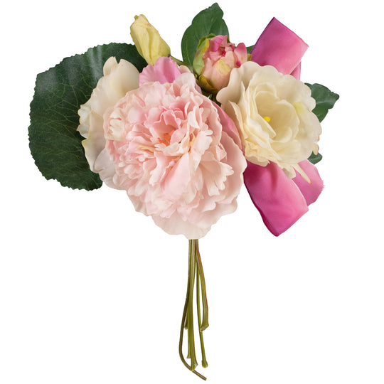 Buchet cu flori artificiale de Bujor si Lisianthus D20xH30 HO
