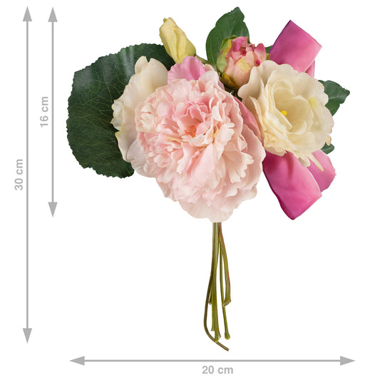 Buchet cu flori artificiale de Bujor si Lisianthus D20xH30 HO