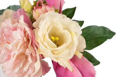 Buchet cu flori artificiale de Bujor si Lisianthus D20xH30 HO