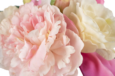 Buchet cu flori artificiale de Bujor si Lisianthus D20xH30 HO