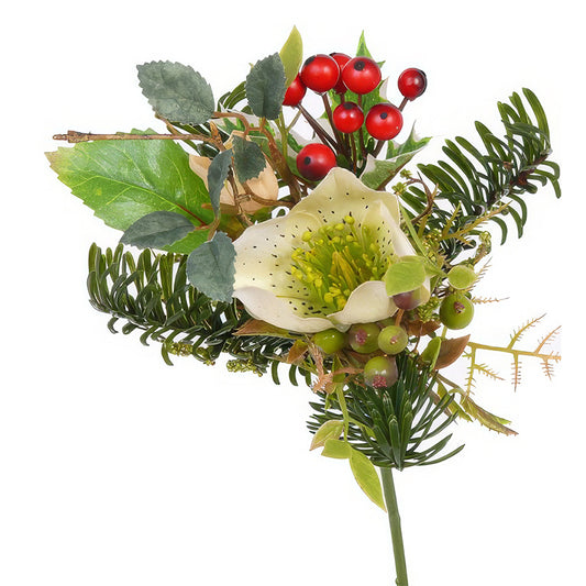 Buchet cu flori artificiale Rose - berry D12xH17 cm alb