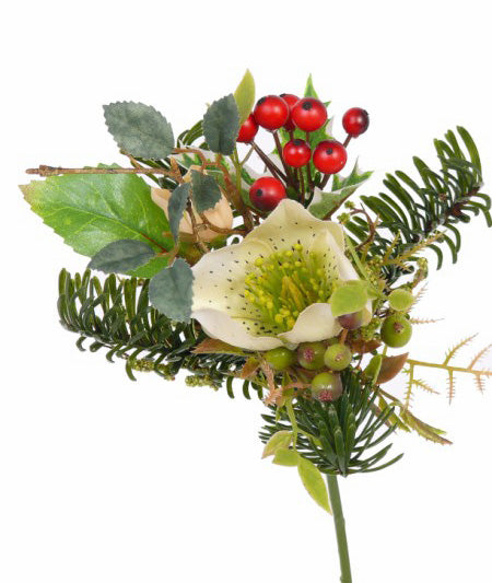 Buchet cu flori artificiale Rose - berry D12xH17 cm alb