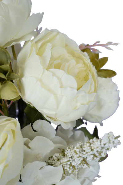 Buchet de bujori artificiali albi D30xH48cm. cu 10 flori