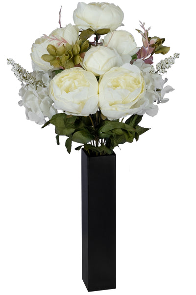Buchet de bujori artificiali albi D30xH48cm. cu 10 flori
