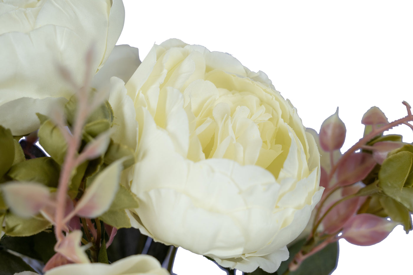 Buchet de bujori artificiali albi D30xH48cm. cu 10 flori