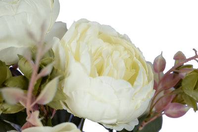 Buchet de bujori artificiali albi D30xH48cm. cu 10 flori