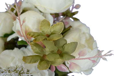 Buchet de bujori artificiali albi D30xH48cm. cu 10 flori