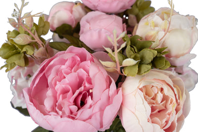 Buchet de bujori artificiali albi si mov deschis D30xH48cm. cu 10 flori