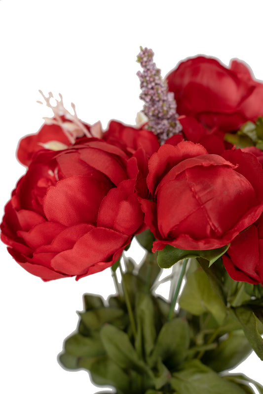 Buchet de bujori artificiali rosii D30xH48cm. cu 10 flori