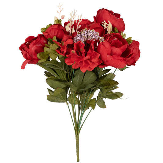 Buchet de bujori artificiali rosii D30xH48cm. cu 10 flori