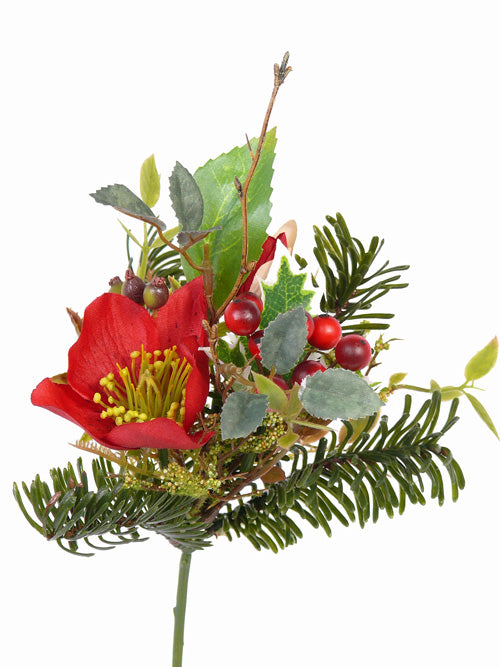 Buchet de flori artificiale rosii cu berry H17cm