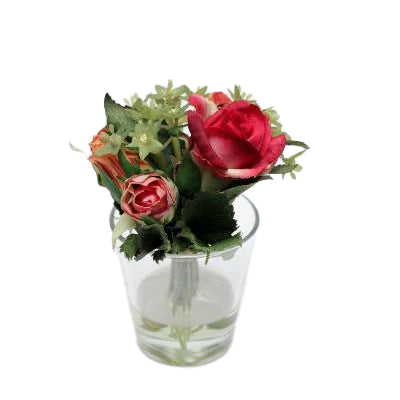 Buchet de Trandafiri artificiali in vas de sticla 12 cm HO portocaliu