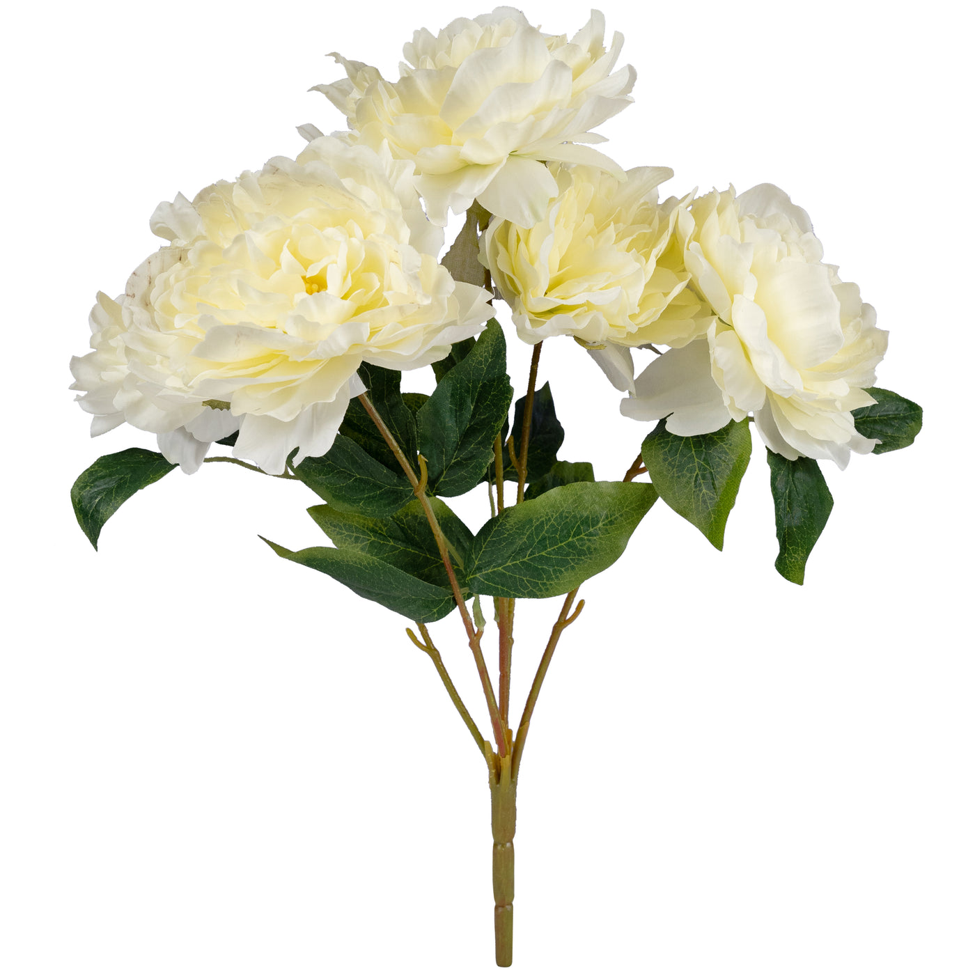 Bujor artificial alb cu 5 flori D30xH45 cm
