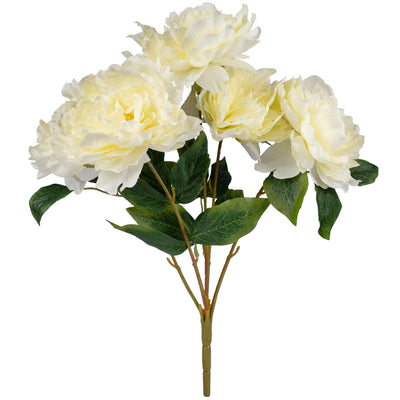 Bujor artificial alb cu 5 flori D30xH45 cm